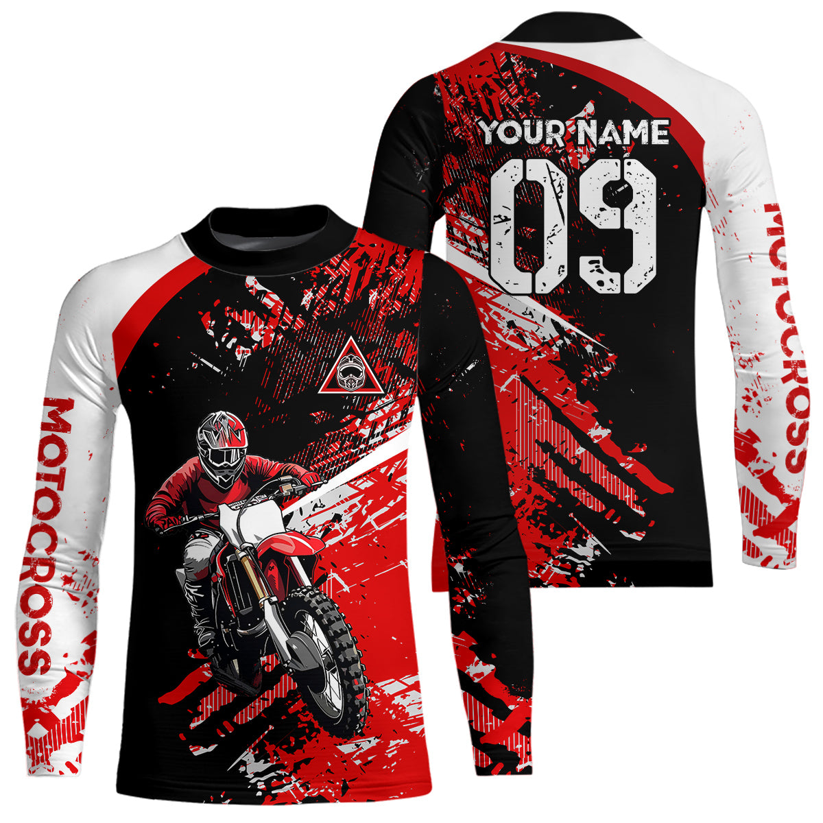 Adult&Kid Custom Motocross Jersey Red UPF30+ MX Racing Biker Off-road Dirt Bike Racewear| CTP31