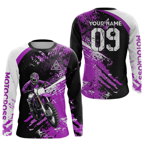 Adult&Kid Custom Motocross Jersey Purple UPF30+ MX Racing Biker Off-road Dirt Bike Racewear| CTP31