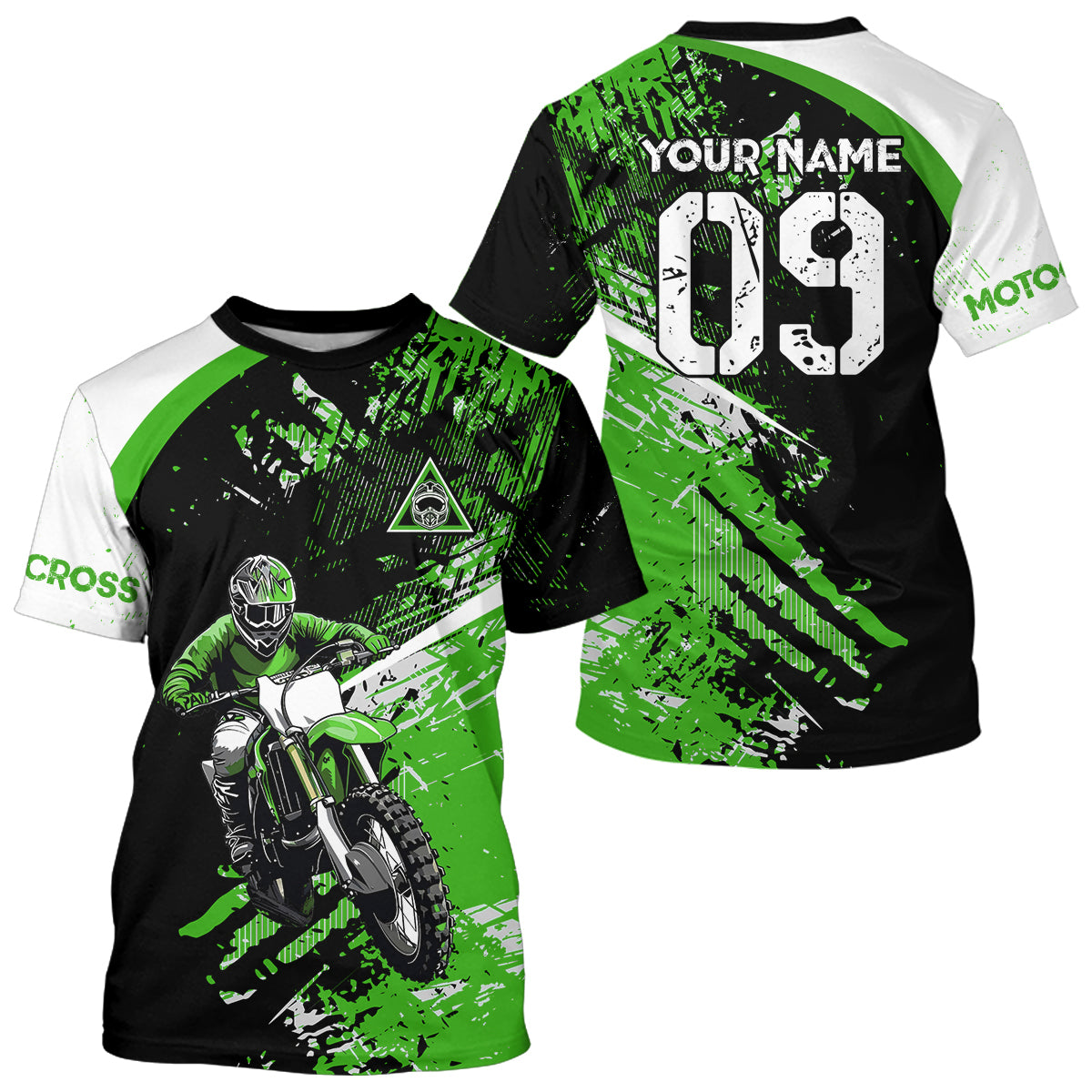 Adult&Kid Custom Motocross Jersey Green UPF30+ MX Racing Biker Off-road Dirt Bike Racewear| CTP31