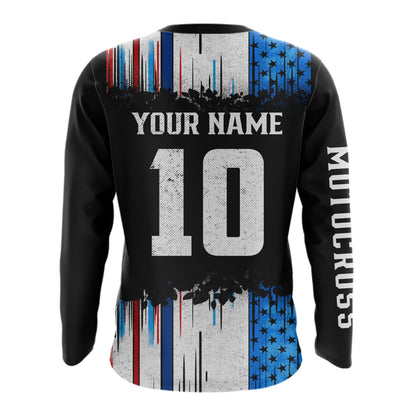 Adult&Kid Custom American Flag Dirt Bike Jersey Motocross Jersey Upf30+ Motocross Shirt| CTP94