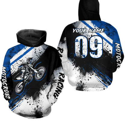 Adult&Kid blue custom dirt bike jersey Motocross jersey upf30+ mens women Motocross Shirt| CTP02
