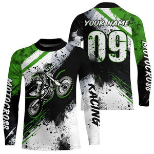 Adult&Kid green custom dirt bike jersey Motocross jersey upf30+ mens women Motocross Shirt| CTP02