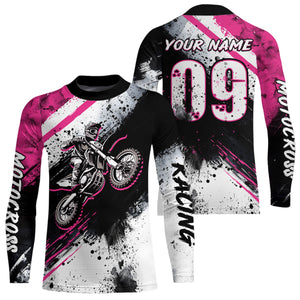 Adult&Kid pink custom dirt bike jersey Motocross jersey upf30+ mens women Motocross Shirt| CTP02
