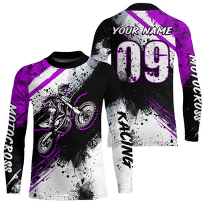 Adult&Kid purple custom dirt bike jersey Motocross jersey upf30+ mens women Motocross Shirt| CTP02