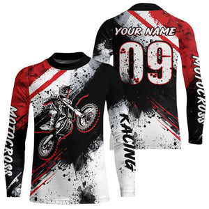 Adult&Kid red custom dirt bike jersey Motocross jersey upf30+ mens women Motocross Shirt| CTP02