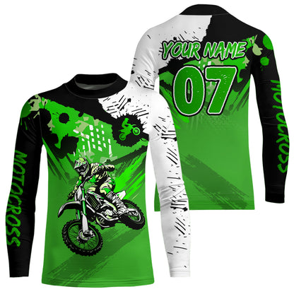 Custom Motocross Jersey Green Dirt Bike Clothes Upf30+ Mens Women Motorcycle Jersey| CTP14