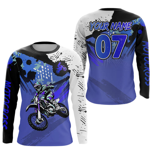 Custom Motocross Jersey Blue Dirt Bike Clothes Upf30+ Mens Women Motorcycle Jersey| CTP14