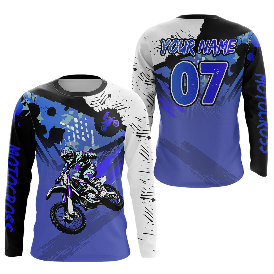 Custom Motocross Jersey Blue Dirt Bike Clothes Upf30+ Mens Women Motorcycle Jersey| CTP14
