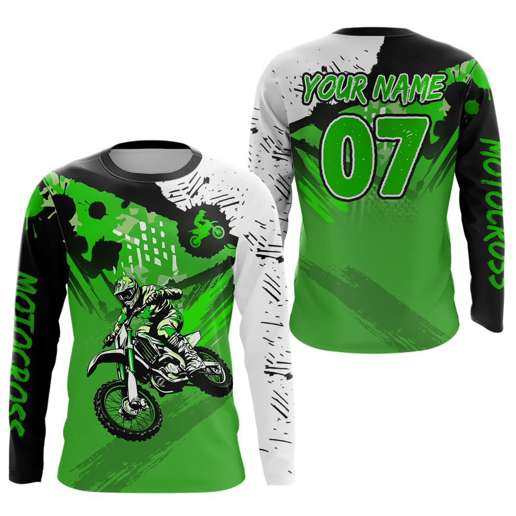 Custom Motocross Jersey Green Dirt Bike Clothes Upf30+ Mens Women Motorcycle Jersey| CTP14