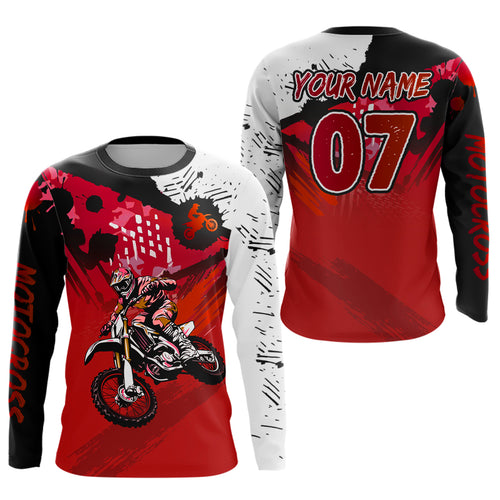 Custom Motocross Jersey Red Dirt Bike Clothes Upf30+ Mens Women Motorcycle Jersey| CTP14