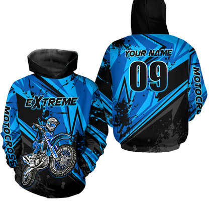 Custom Dirt Bike Jersey Blue Motocross Jersey Upf30+ Mens Women Extreme Racing Shirt| CTP29