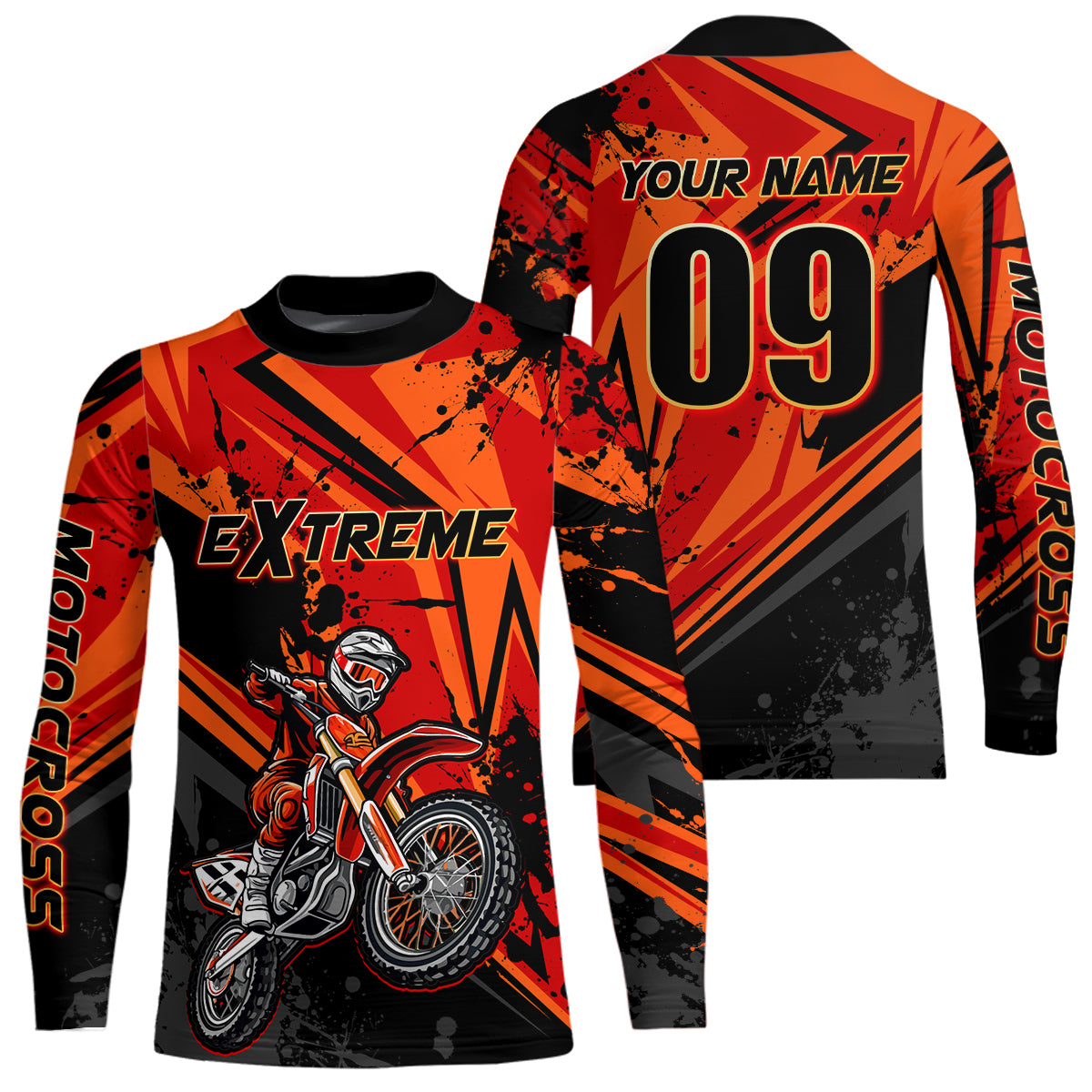 Custom Dirt Bike Jersey Orange Motocross Jersey Upf30+ Mens Women Extreme Racing Shirt| CTP29