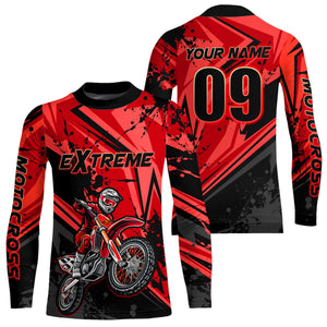 Custom Dirt Bike Jersey Red Motocross Jersey Upf30+ Mens Women Extreme Racing Shirt| CTP29
