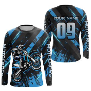 Adult&Kid Custom Blue Dirt Bike Jersey Motocross Shirt Upf30+ Motocross Shirt| CTP96