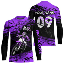 Load image into Gallery viewer, Adult&amp;Kid Purple Custom Dirt Bike Jersey Motocross Jersey Upf30+ Motocross Shirt| CTP88