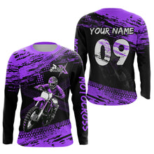 Load image into Gallery viewer, Adult&amp;Kid Purple Custom Dirt Bike Jersey Motocross Jersey Upf30+ Motocross Shirt| CTP88