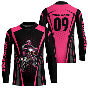 Custom Motocross Jersey Pink UPF30+ Dirt Bike Shirt MX Racing Racewear Adult&Kid| CTP50