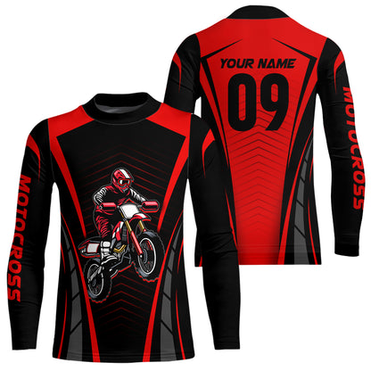 Custom Motocross Jersey Red UPF30+ Dirt Bike Shirt MX Racing Racewear Adult&Kid| CTP50