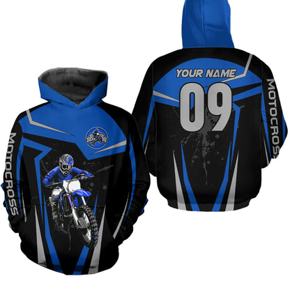 Adult&Kid Blue Custom Dirt Bike Jersey Motocross Jersey Upf30+ Motocross Shirt| CTP74