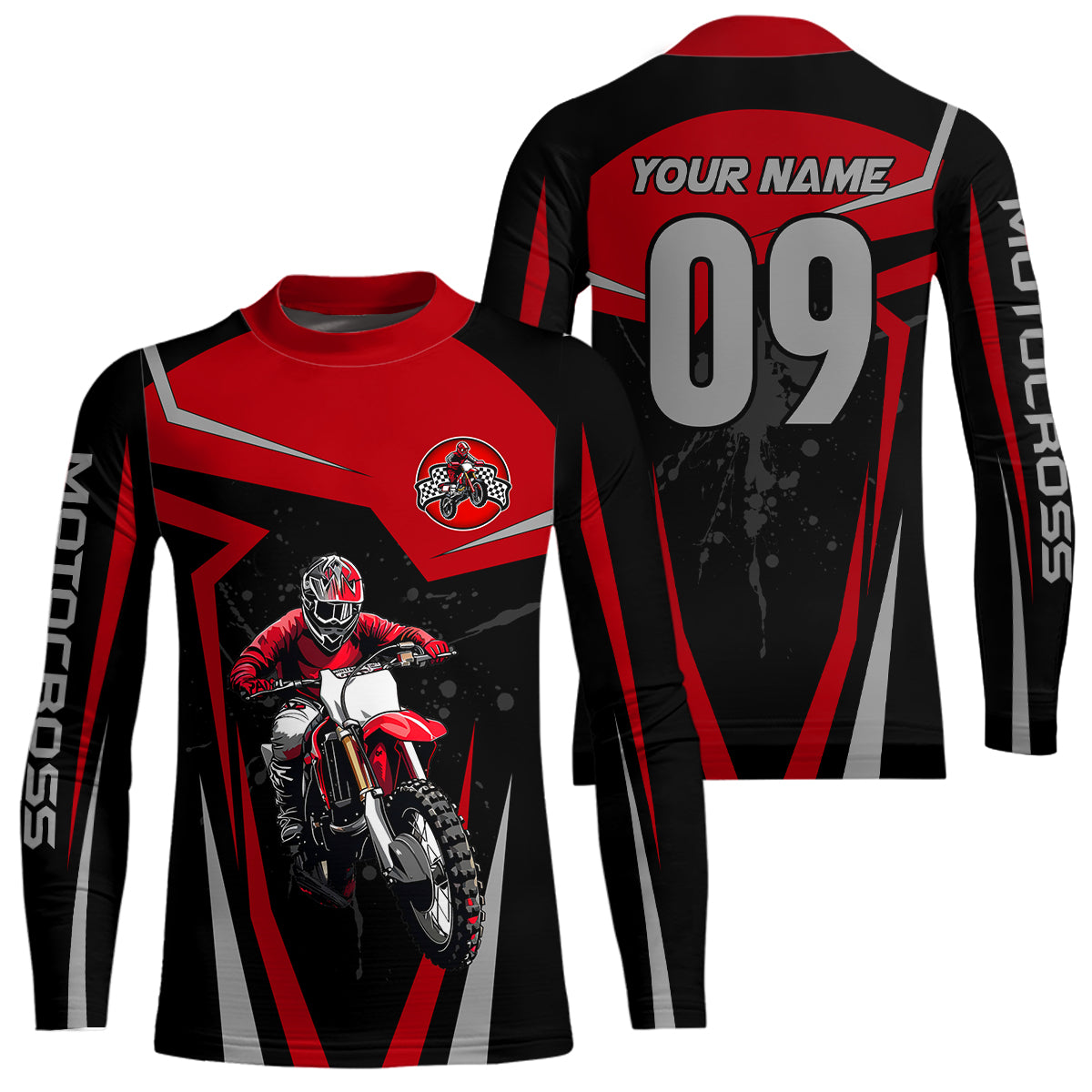 Adult&Kid Red Custom Dirt Bike Jersey Motocross Jersey Upf30+ Motocross Shirt| CTP74