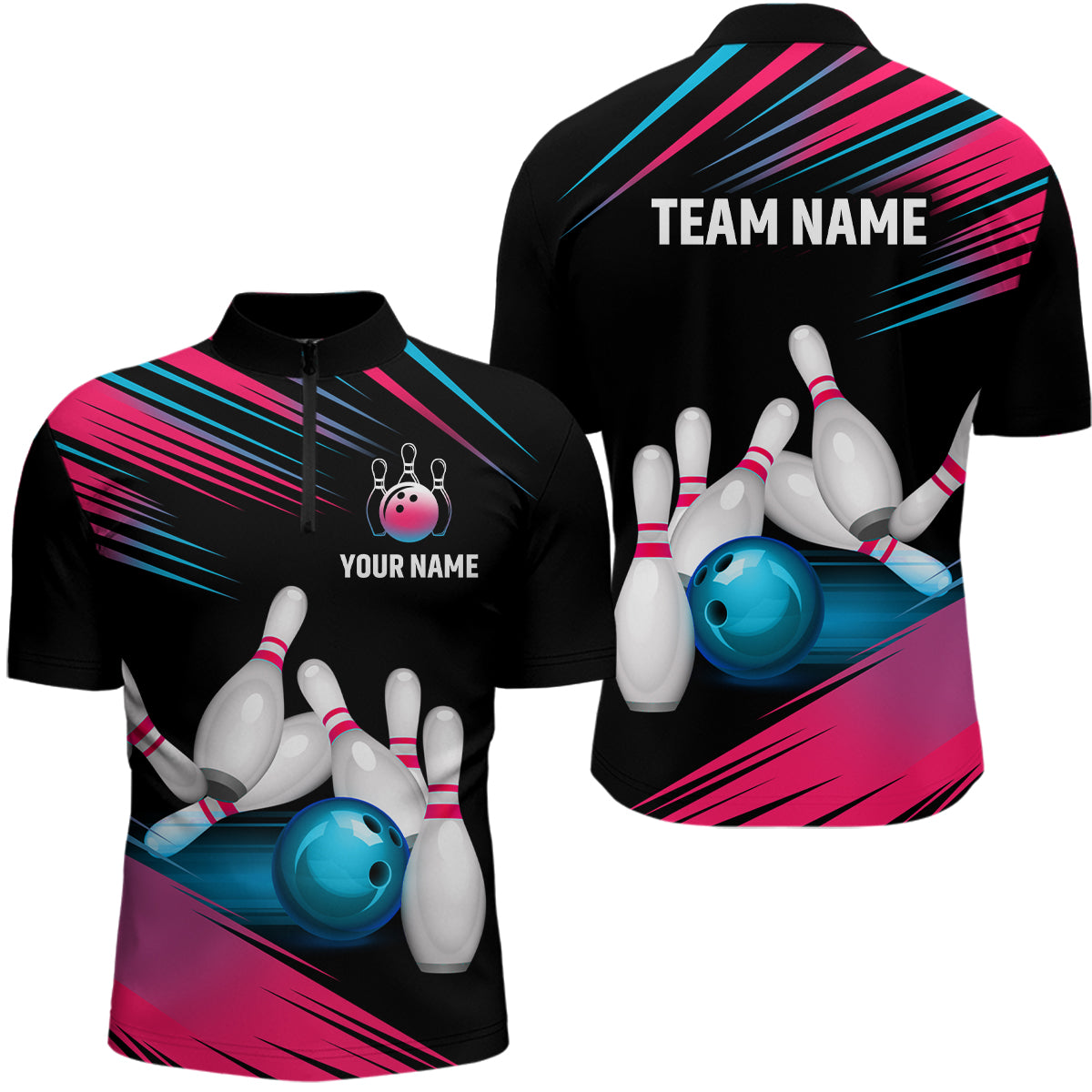 Bowling Jersey Men And Women Custom Bowling Team Shirts Unisex Bowling Polo Quarter-zip CP24