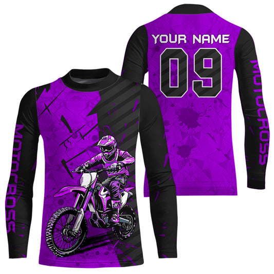 Custom Dirt Bike Jersey Purple Motocross Jersey Upf30+ Mens Women Motocross Shirt| CTP19