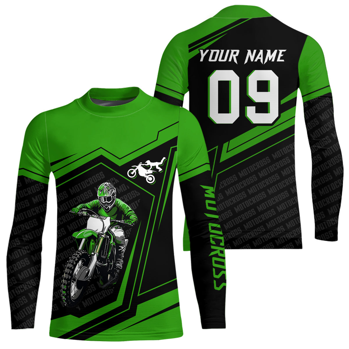 Custom Motocross Jersey Green Dirt Bike Clothes Upf30+ Mens Women Motorcycle Jersey| CTP58