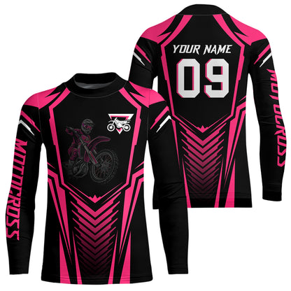 Adult&Kid Custom Motocross Jersey Pink UPF30+ MX Racing Biker Off-road Dirt Bike Racewear| CTP49