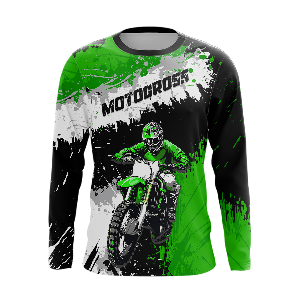 Adult&Kid Green Custom Motocross Jersey UPF30+ MX Racing Dirt Bike Racewear| CTP34