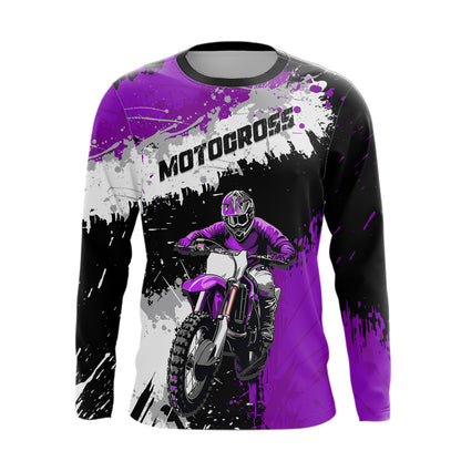 Adult&Kid Purple Custom Motocross Jersey UPF30+ MX Racing Dirt Bike Racewear| CTP34