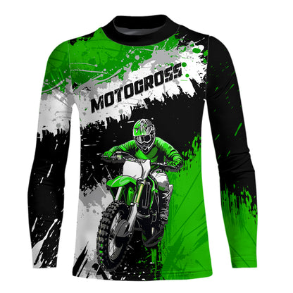 Adult&Kid Green Custom Motocross Jersey UPF30+ MX Racing Dirt Bike Racewear| CTP34