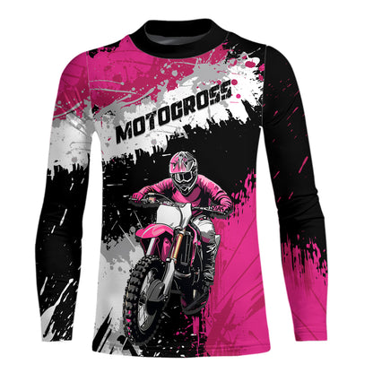 Adult&Kid Pink Custom Motocross Jersey UPF30+ MX Racing Dirt Bike Racewear| CTP34