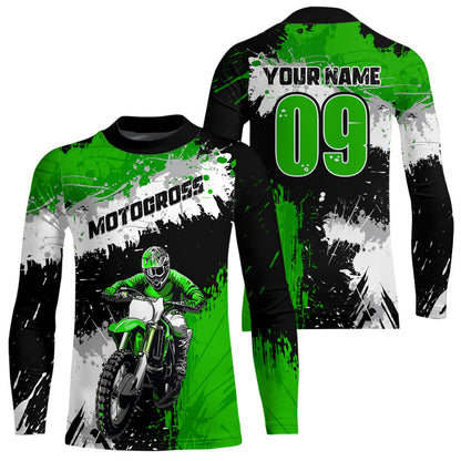 Adult&Kid Green Custom Motocross Jersey UPF30+ MX Racing Dirt Bike Racewear| CTP34