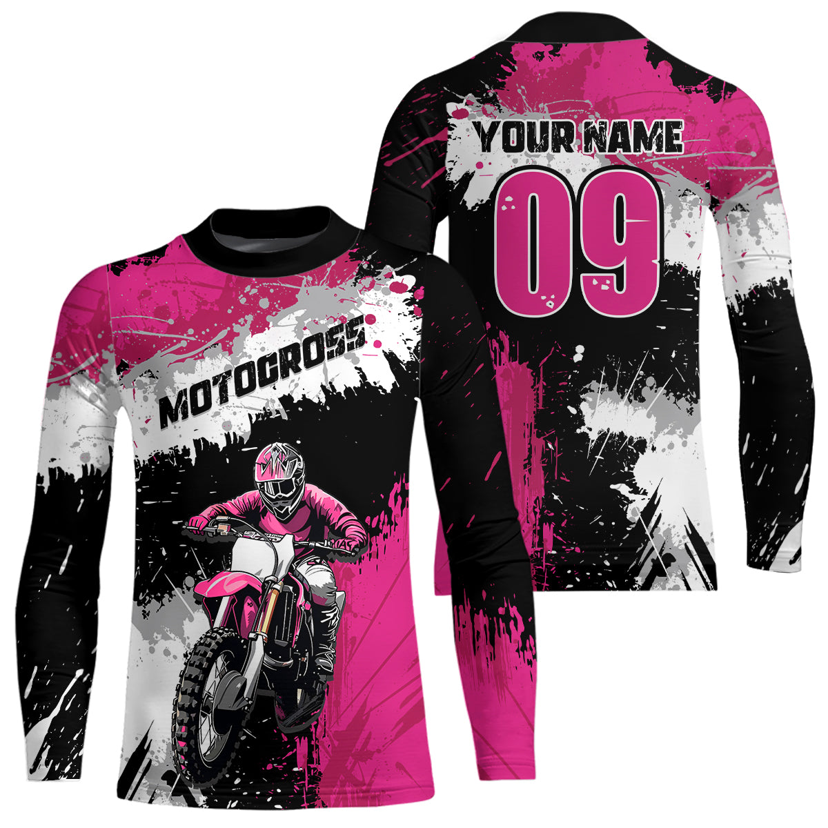 Adult&Kid Pink Custom Motocross Jersey UPF30+ MX Racing Dirt Bike Racewear| CTP34