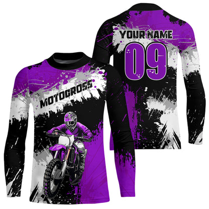 Adult&Kid Purple Custom Motocross Jersey UPF30+ MX Racing Dirt Bike Racewear| CTP34