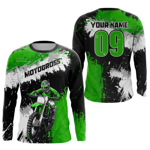 Adult&Kid Green Custom Motocross Jersey UPF30+ MX Racing Dirt Bike Racewear| CTP34
