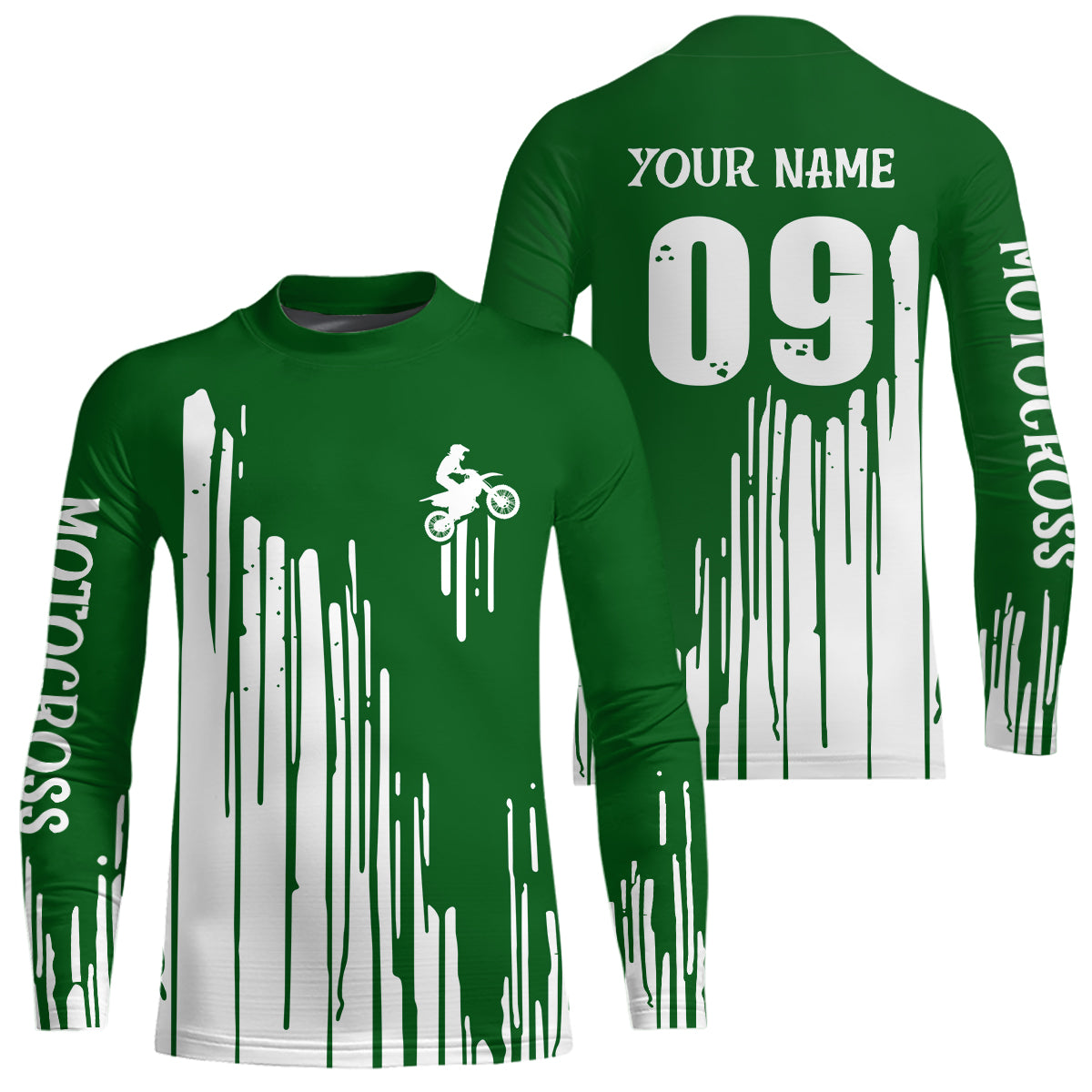 Adult&Kid green custom dirt bike jersey Motocross jersey upf30+ mens women Motocross Shirt| CTP06