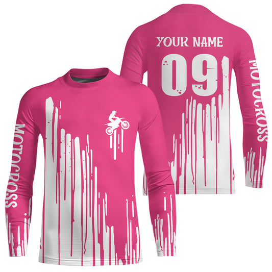 Adult&Kid pink custom dirt bike jersey Motocross jersey upf30+ mens women Motocross Shirt| CTP06