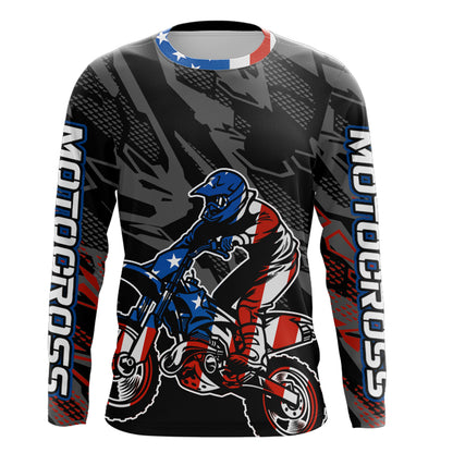 Adult&Kid American Flag Custom Dirt Bike Jersey Motocross Jersey Upf30+ Motocross Shirt| CTP95