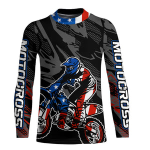 Adult&Kid American Flag Custom Dirt Bike Jersey Motocross Jersey Upf30+ Motocross Shirt| CTP95