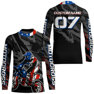 Adult&Kid American Flag Custom Dirt Bike Jersey Motocross Jersey Upf30+ Motocross Shirt| CTP95