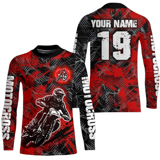 Adult&Kid Red Custom Dirt Bike Jersey Motocross Jersey Upf30+ Motocross Shirt| CTP90