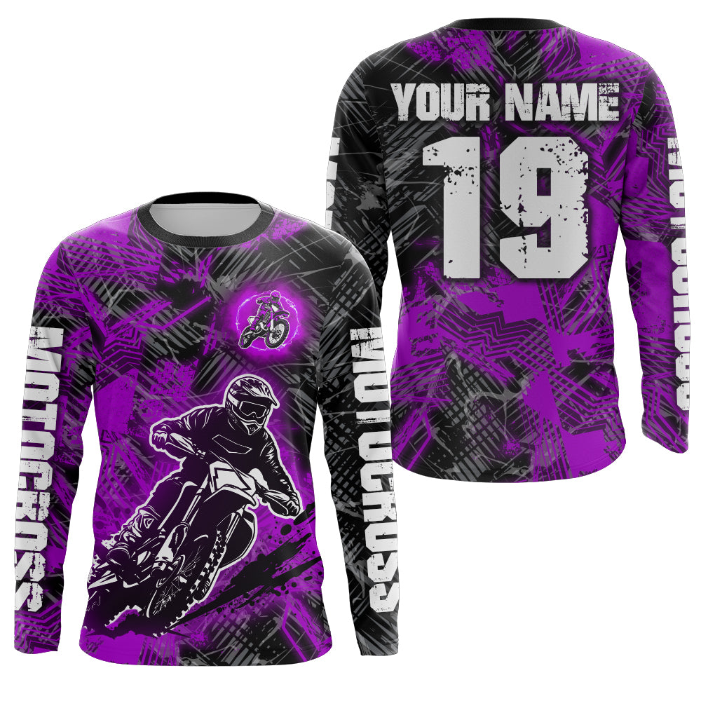 Adult&Kid Purrple Custom Dirt Bike Jersey Motocross Jersey Upf30+ Motocross Shirt| CTP90