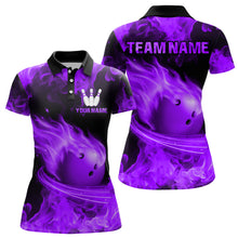 Load image into Gallery viewer, Purple Flame Bowling Jersey Men And Women Custom Bowling Shirts Unisex Polo Bowling Team Shirt CP07
