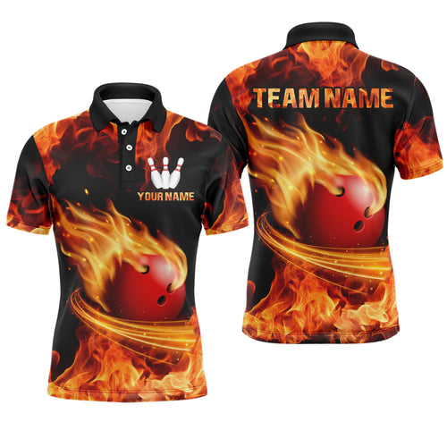 Red Flame Bowling Jersey Men And Women Custom Bowling Shirts Unisex Polo Bowling Team Shirt CP07