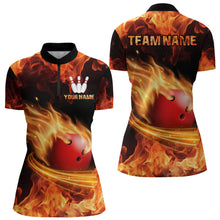Load image into Gallery viewer, Custom Red Flame Bowling Jersey For Men Bowling Shirt Team Bowling Quarter-Zip Shirt CP08
