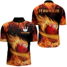 Load image into Gallery viewer, Custom Red Flame Bowling Jersey For Men Bowling Shirt Team Bowling Quarter-Zip Shirt CP08