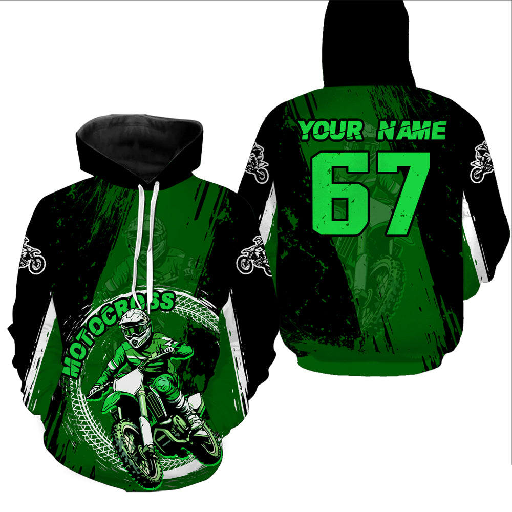 Adult&Kid Green Custom Motocross Jersey Upf30+ Dirt Bike Jersey Mens Women Motocross Shirt| CTP53