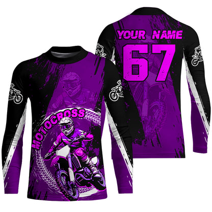 Adult&Kid Purple Custom Motocross Jersey Upf30+ Dirt Bike Jersey Mens Women Motocross Shirt| CTP53