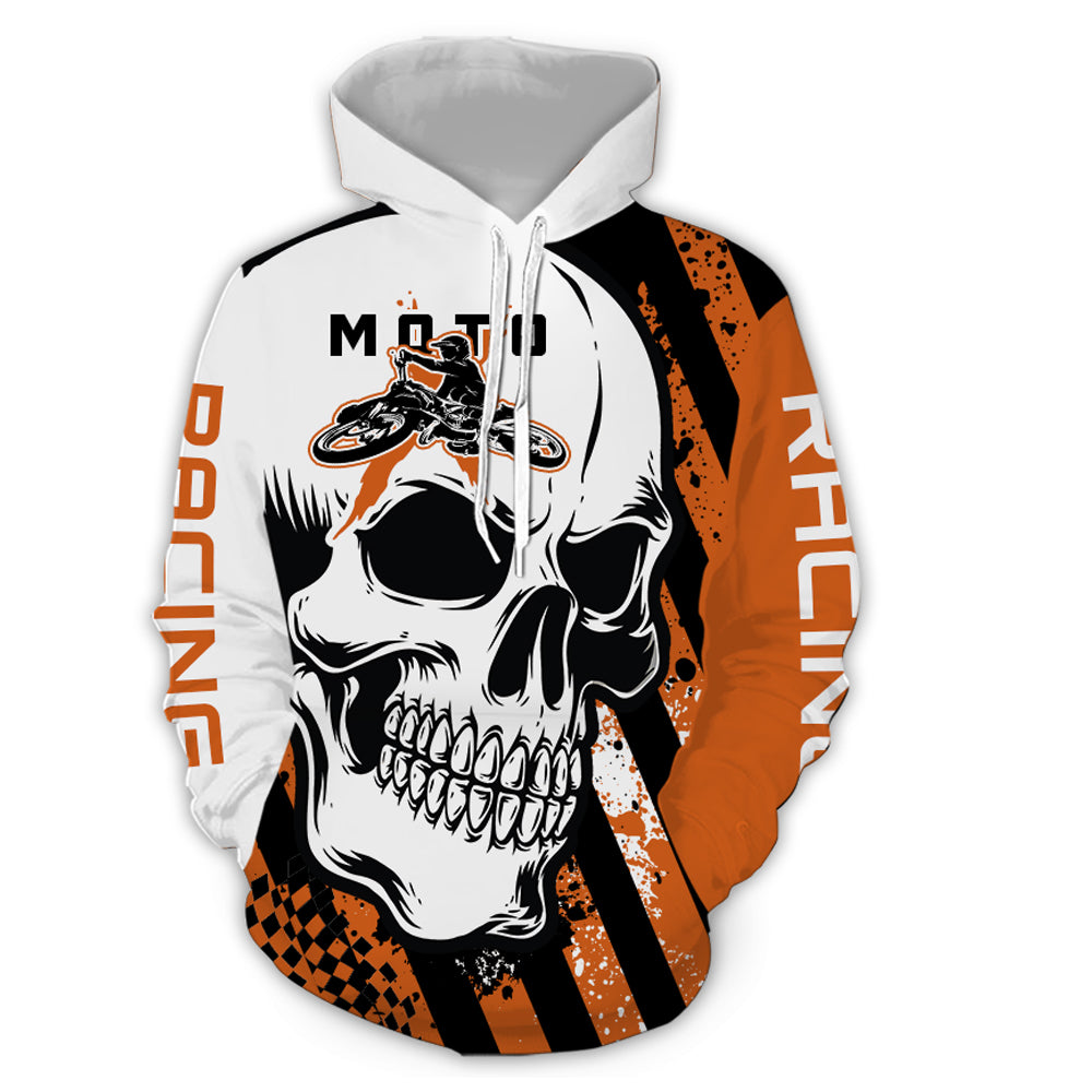 Custom Dirt Bike Hoodie Skull Motocross Hooded Jersey Mens Women Youth Motorcycle Hoodie| CTP37